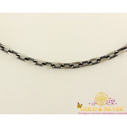 Серебряная цепь якорь черненый ач140